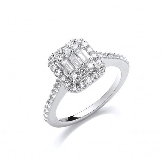 DR0946 18ct White Gold 0.83ctw Diamond Ring